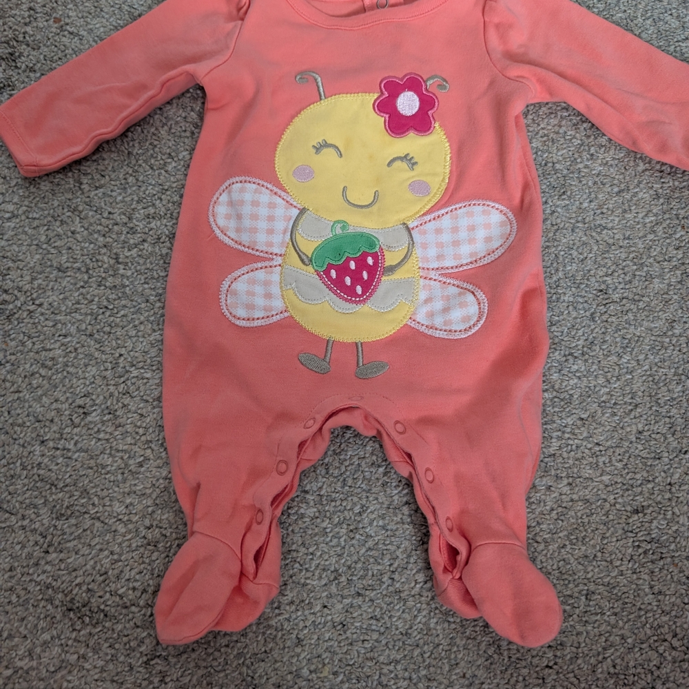 Koala Kids Coral Bee Footie One Piece